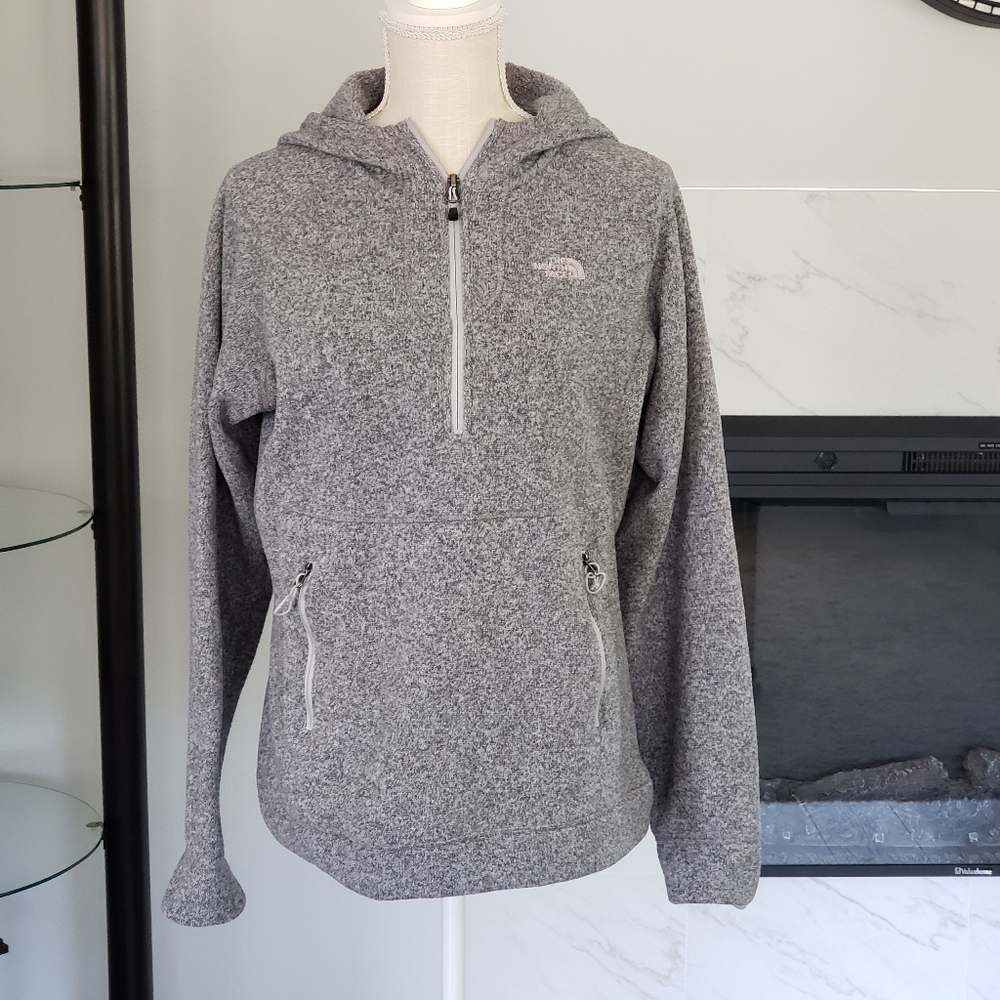 The North Face Crescent Half Zip Hoodie Womens Size Medium Grey White